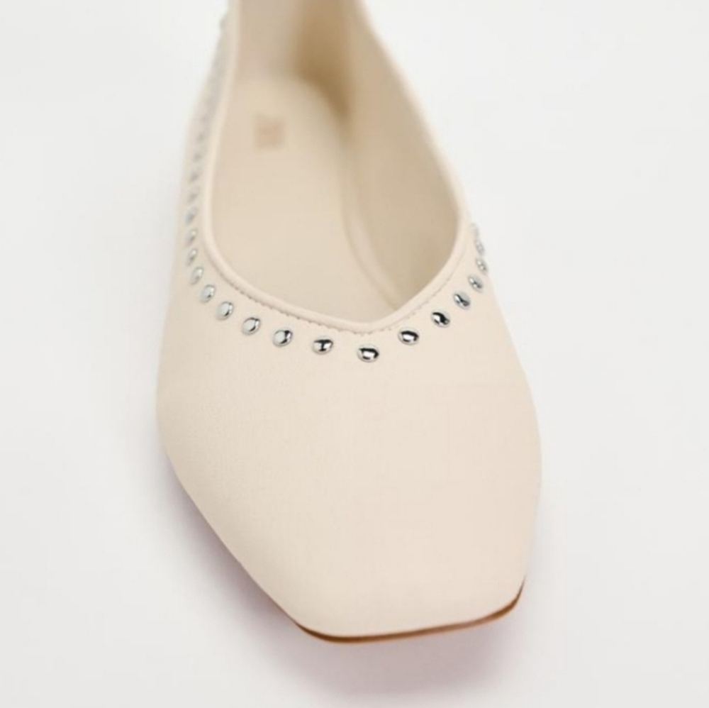Sz 8, 9 Zara Studded Ankle Strap Ballet Flats New - Picture 6 of 10